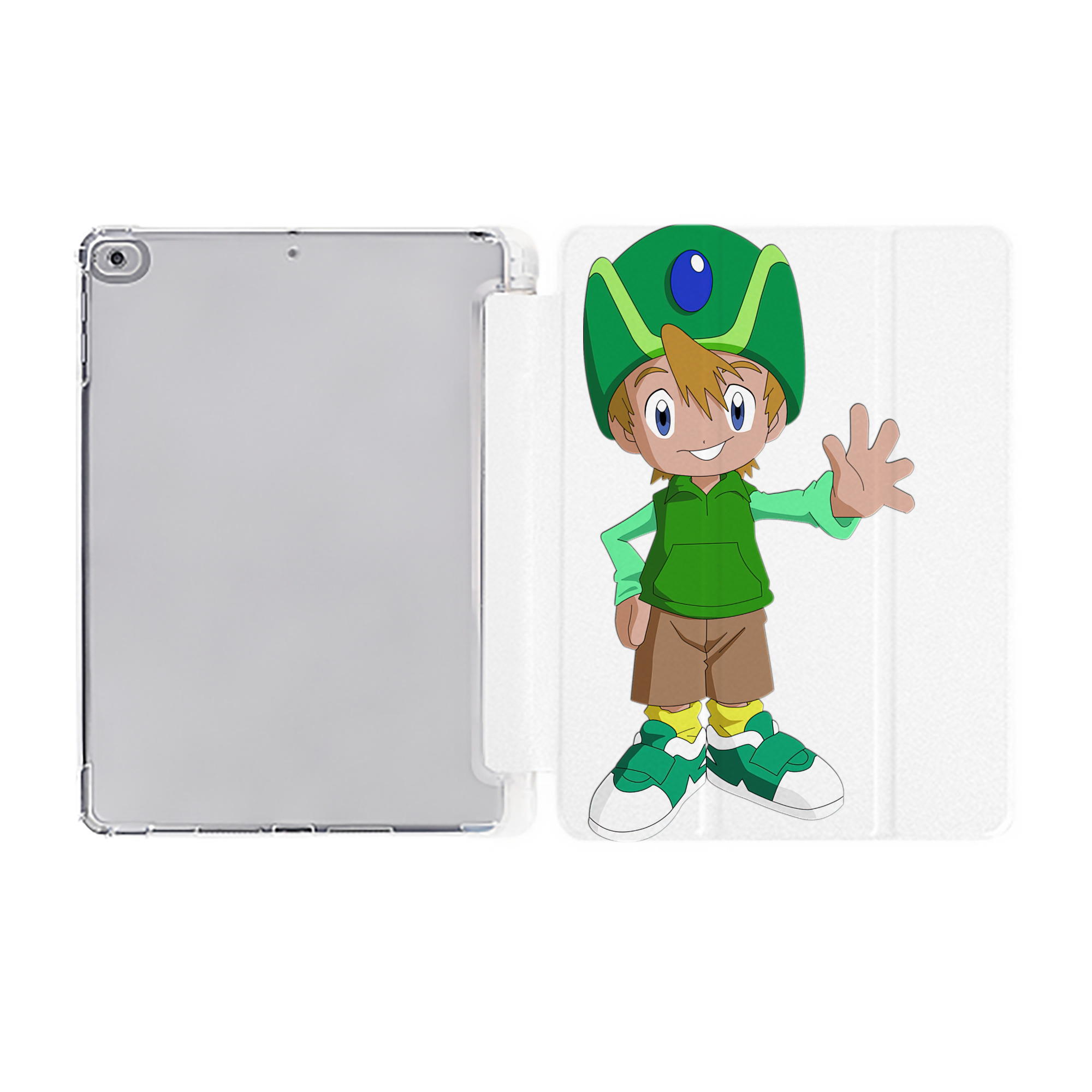 （画像用） Digimon デジタルモンスター/デジモン IPad ケース ペン収納付き 三つ折りスタンド PUレザー×シリコン 対応機種9.5/10.5/10.9インチ